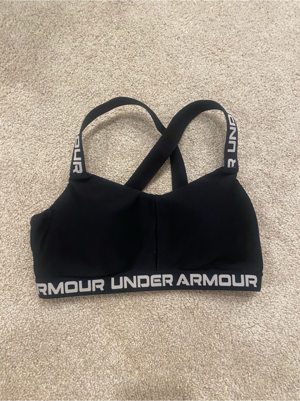 Under Armour Black Logo Elastic Cross-Back Sports Bra